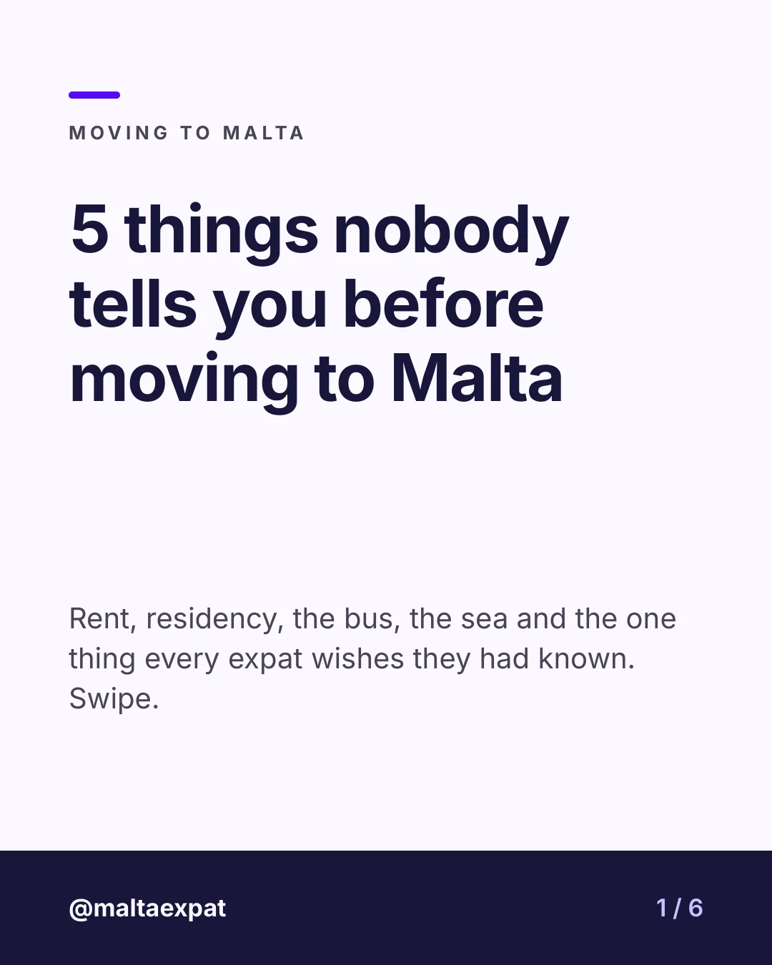 Cover slide: 5 things nobody tells you before moving to Malta