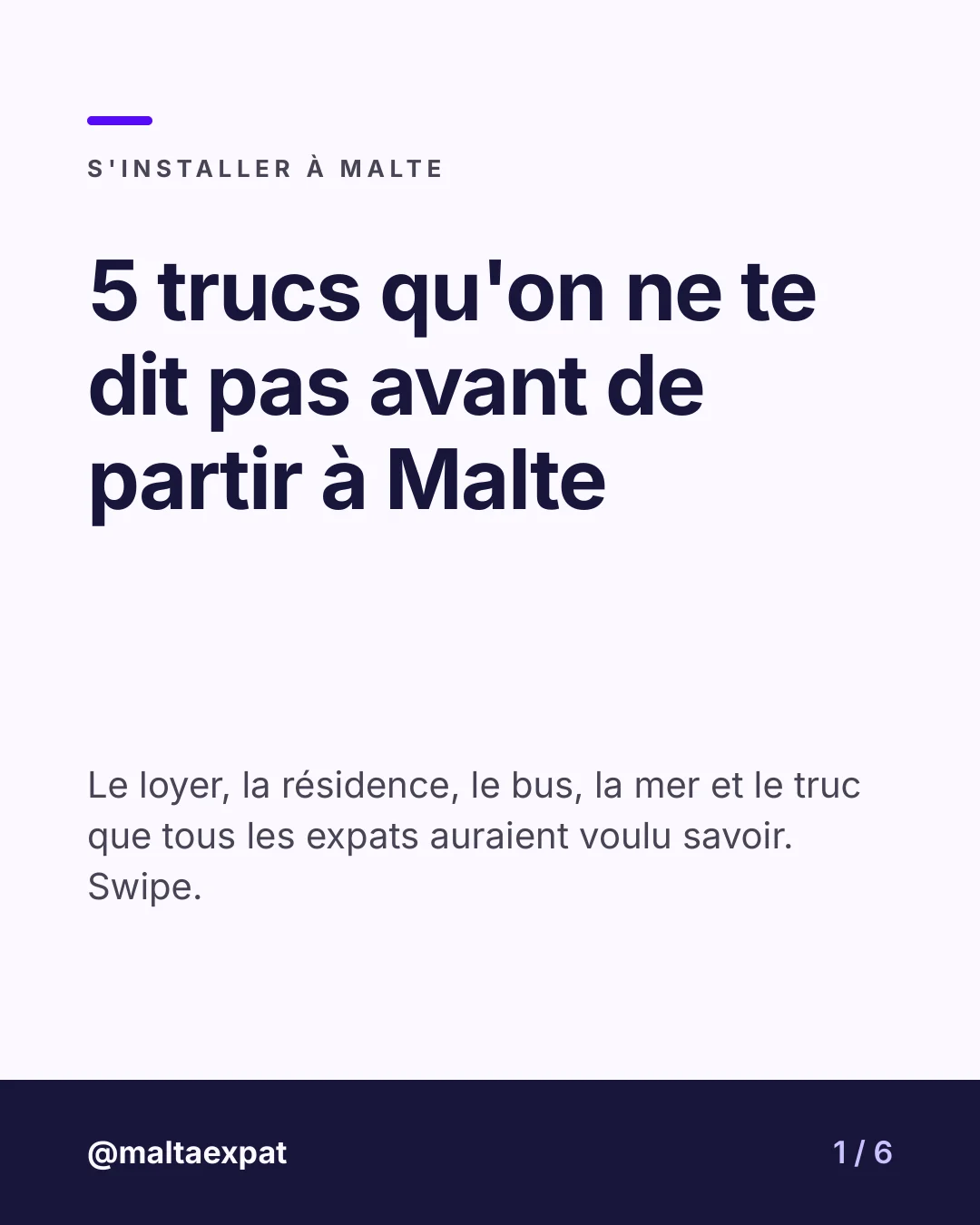 Slide de couverture : 5 trucs qu'on ne te dit pas avant de partir à Malte