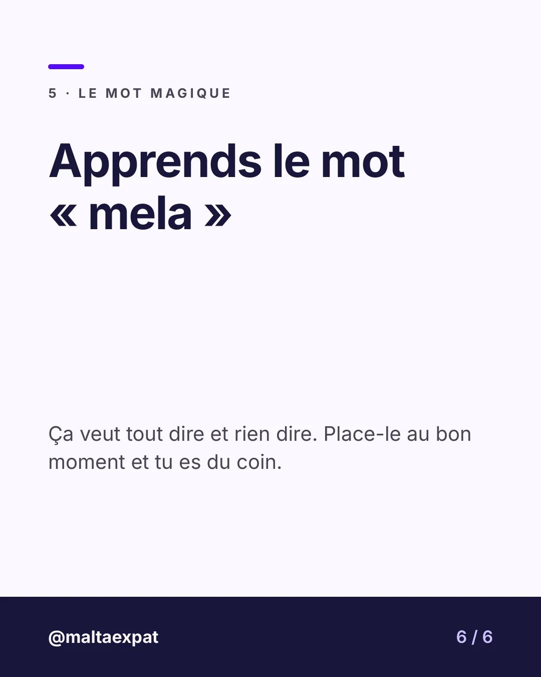 Slide 6 : Apprends le mot « mela »