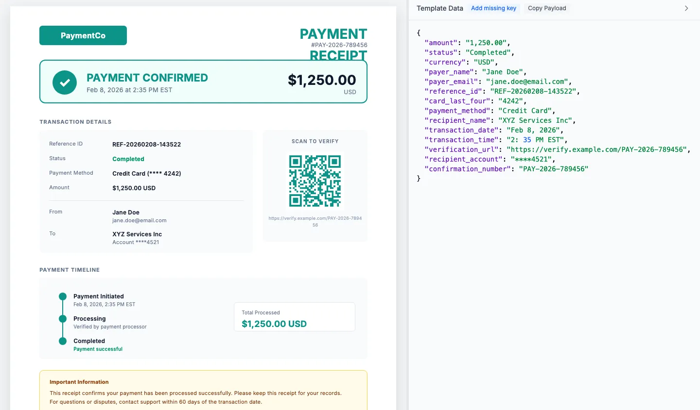 Preview tab with JSON data panel